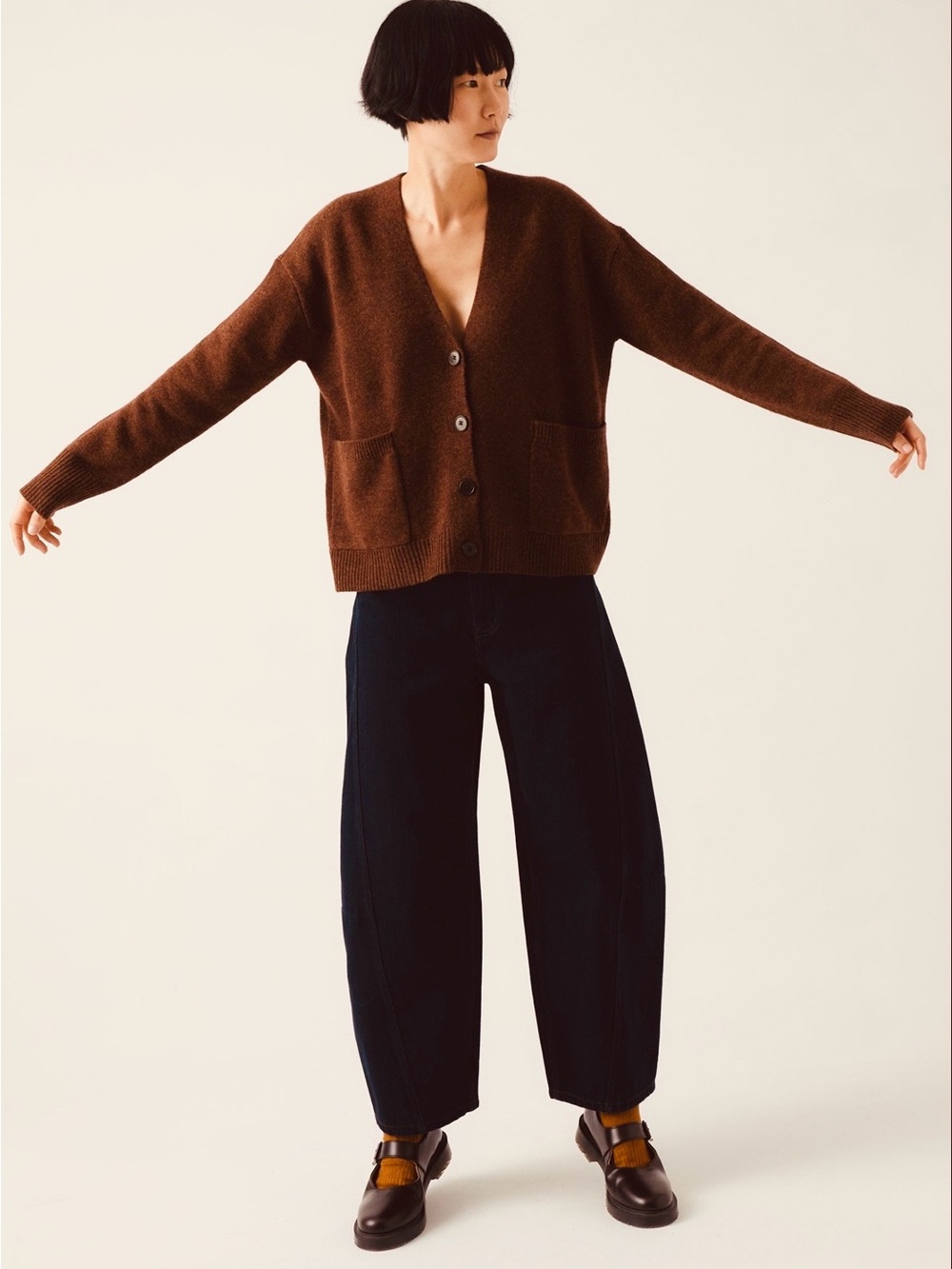 Toast Ffion Wool Cashmere Boxy Cardigan Sweater Pecan Brown Sz XXS - Picture 3 of 9